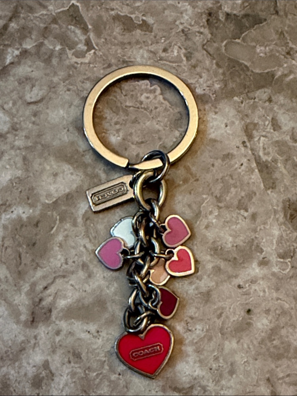 Coach Pink Multi-Heart Charm Key Ring HTF Y2K - Picture 8 of 10